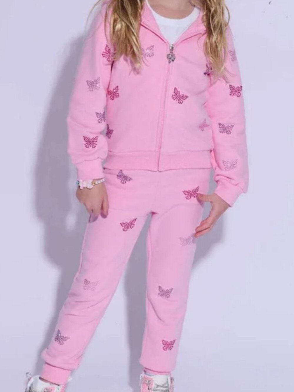 Lola and the Boys Pink Sparkling Crystal Butterfly Trackset NWT Sooo Cute!